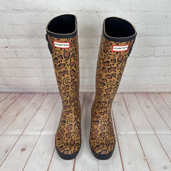 Hunter Original Tall Leopard Print Wellington Rain Boots Women’s Size 6 - Picture 8 of 11